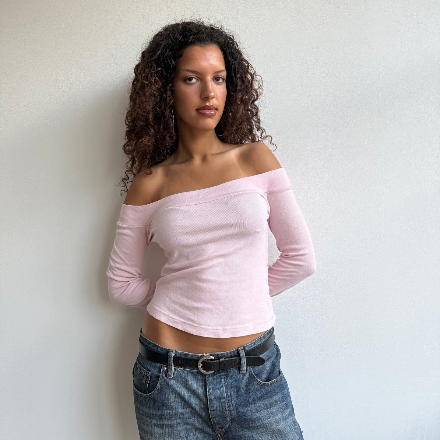 Pale pink bardot top - Size S