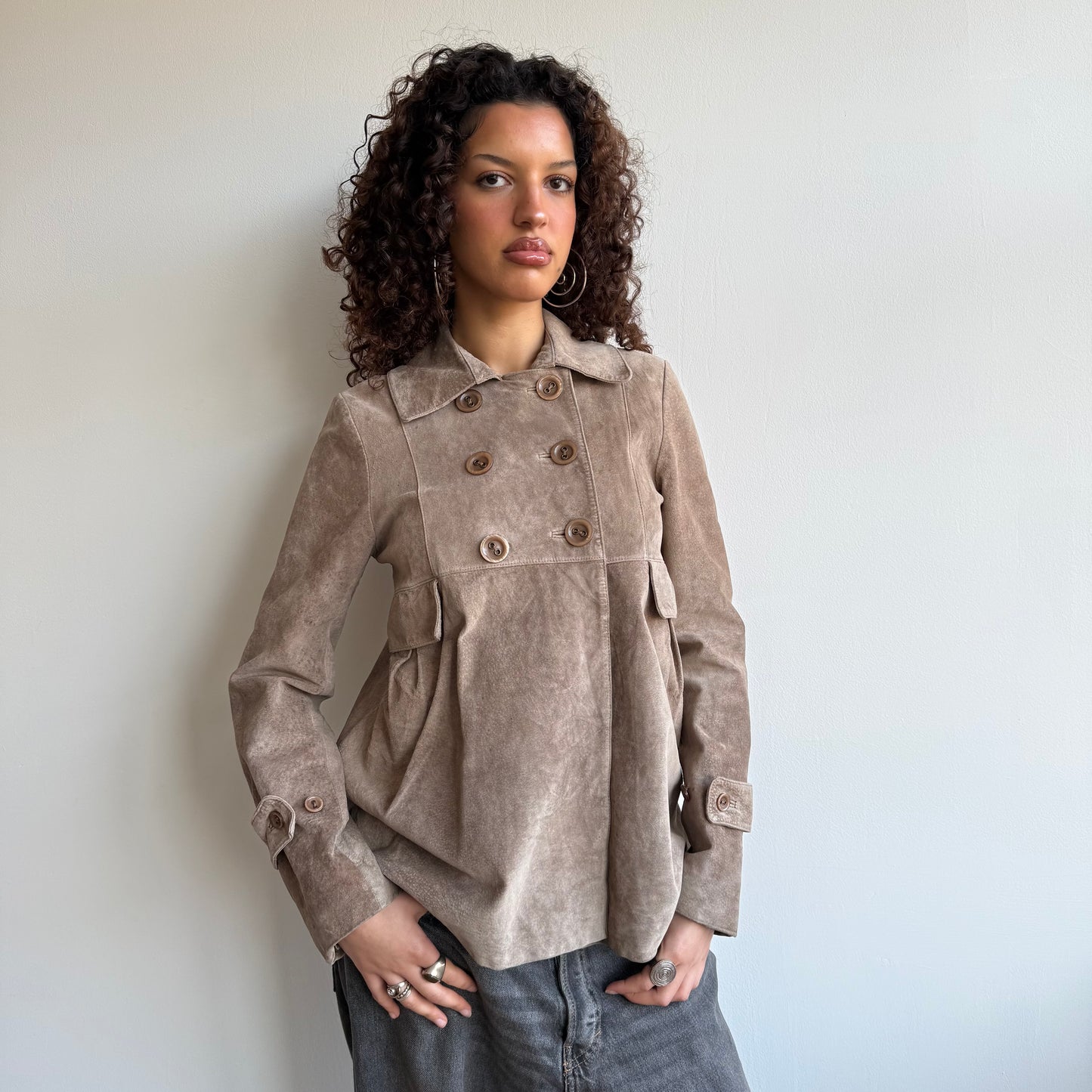 Tan suede peacoat - Size M