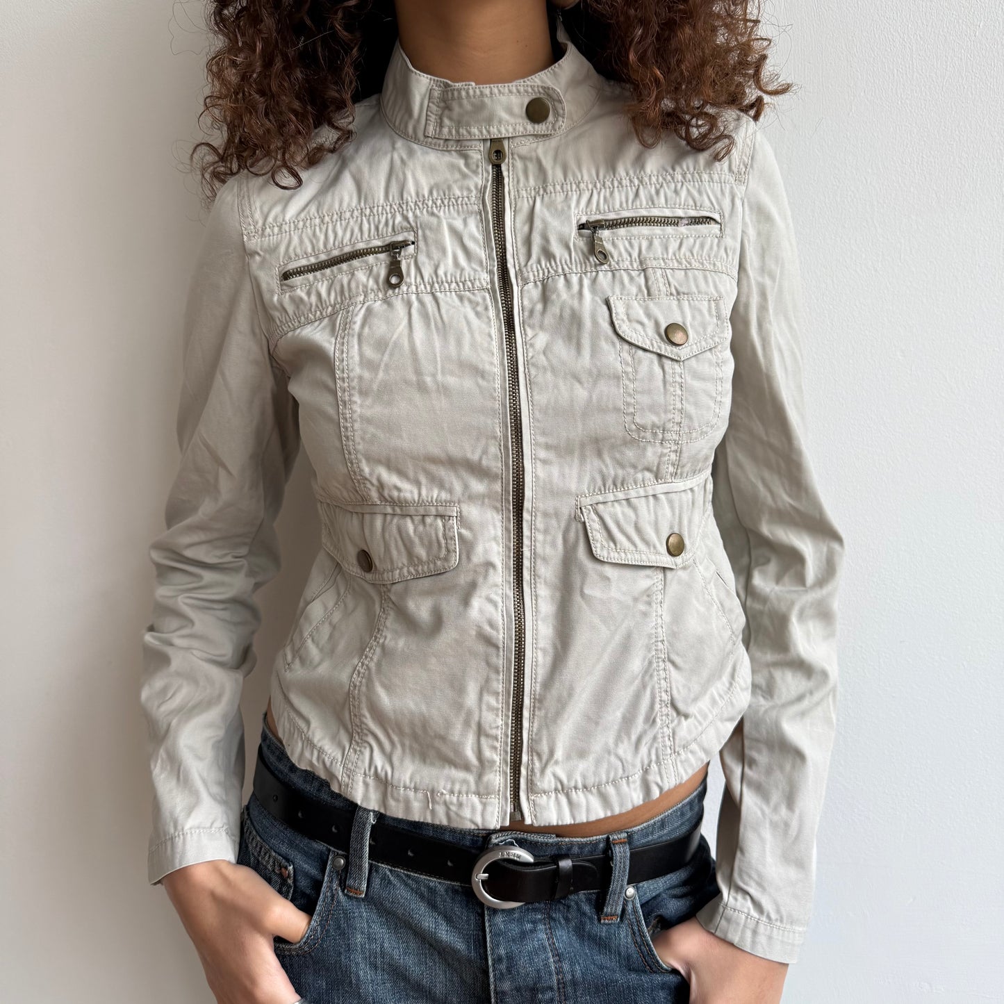 Beige moto jacket - Size S