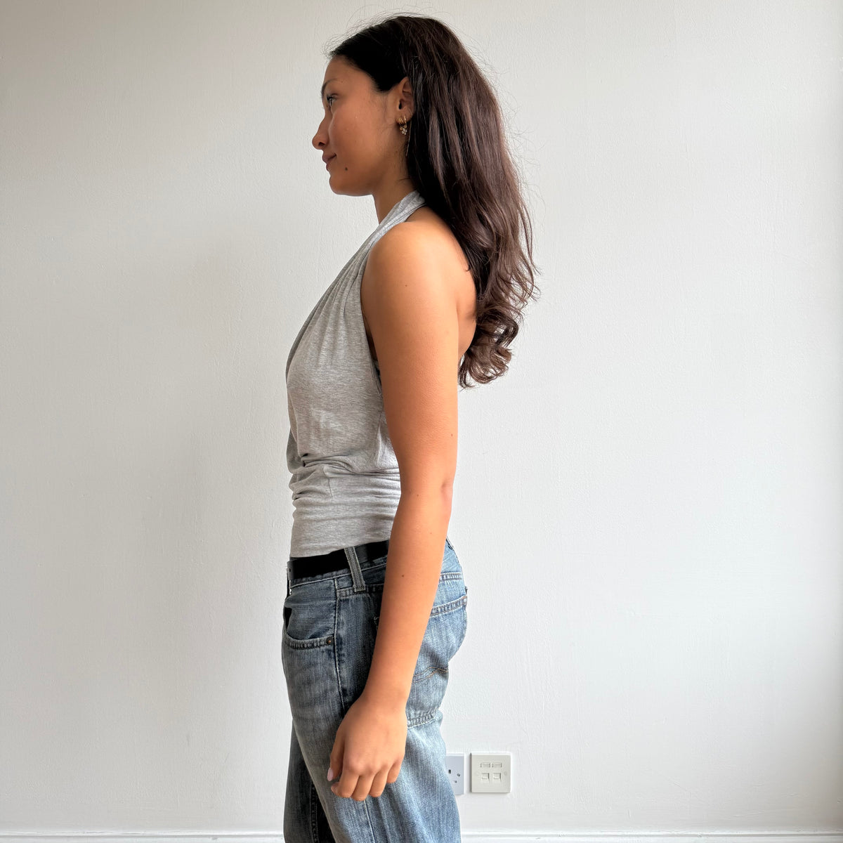 Grey halter wrap top - Size S
