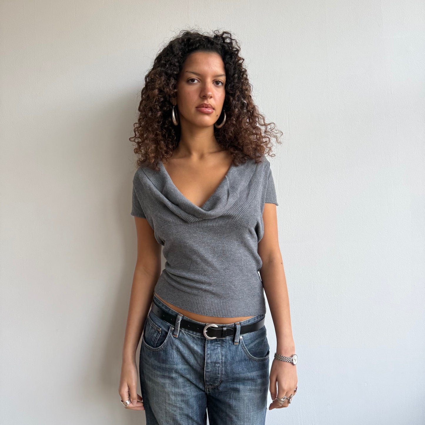 Grey cowl neck knit - Size S