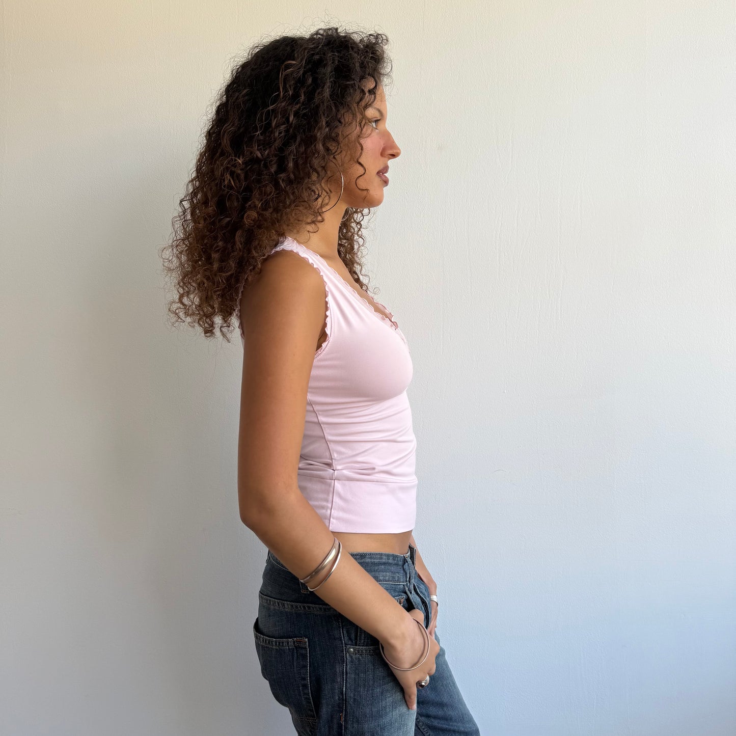 Pink wrap ruffle top - Size S/M