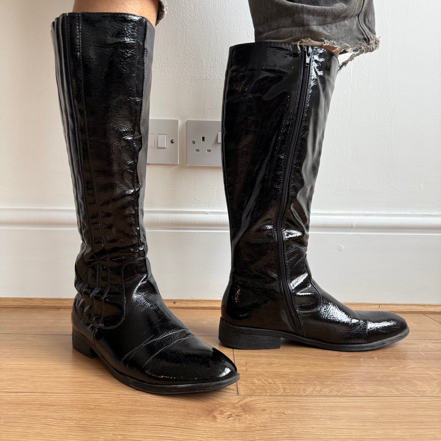 Black PVC boots - Size UK6.5