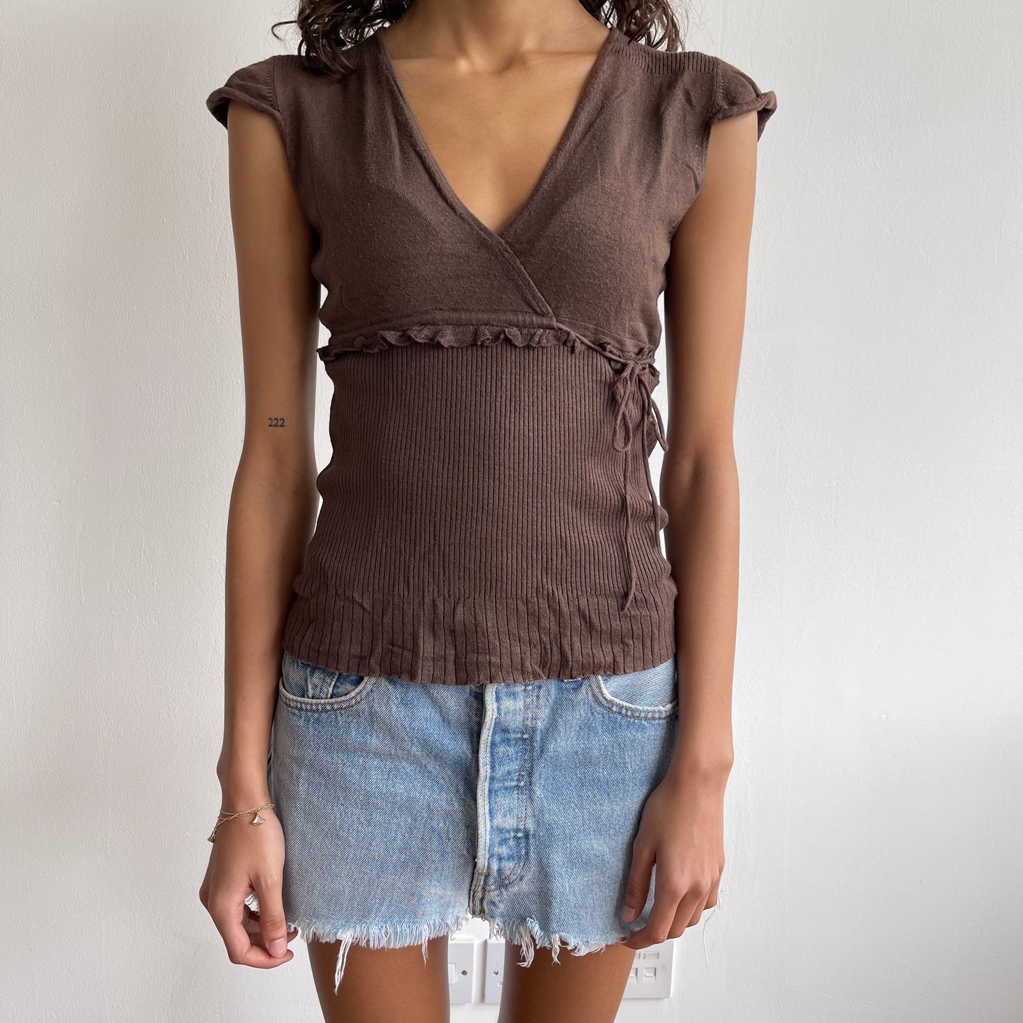 Brown knit t-shirt - Size S