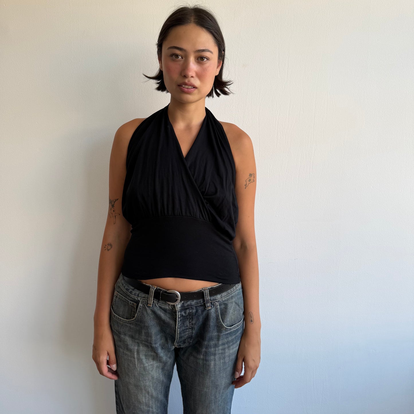 Black wrap keyhole halter top - Size S