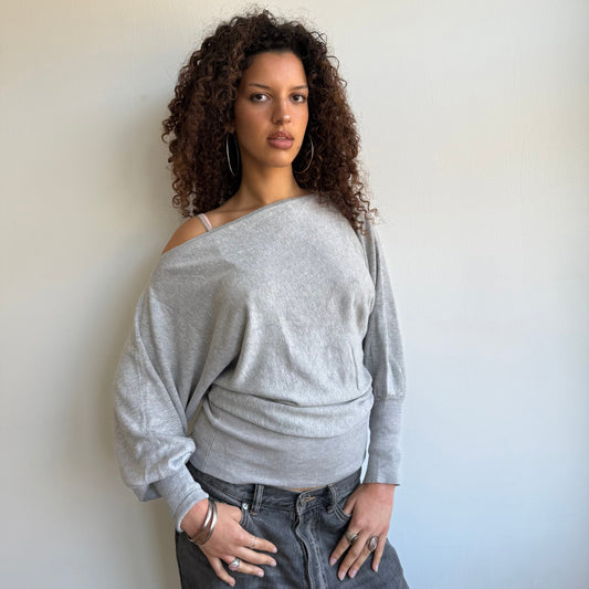 Light grey slouchy knit jumper - Size S/M