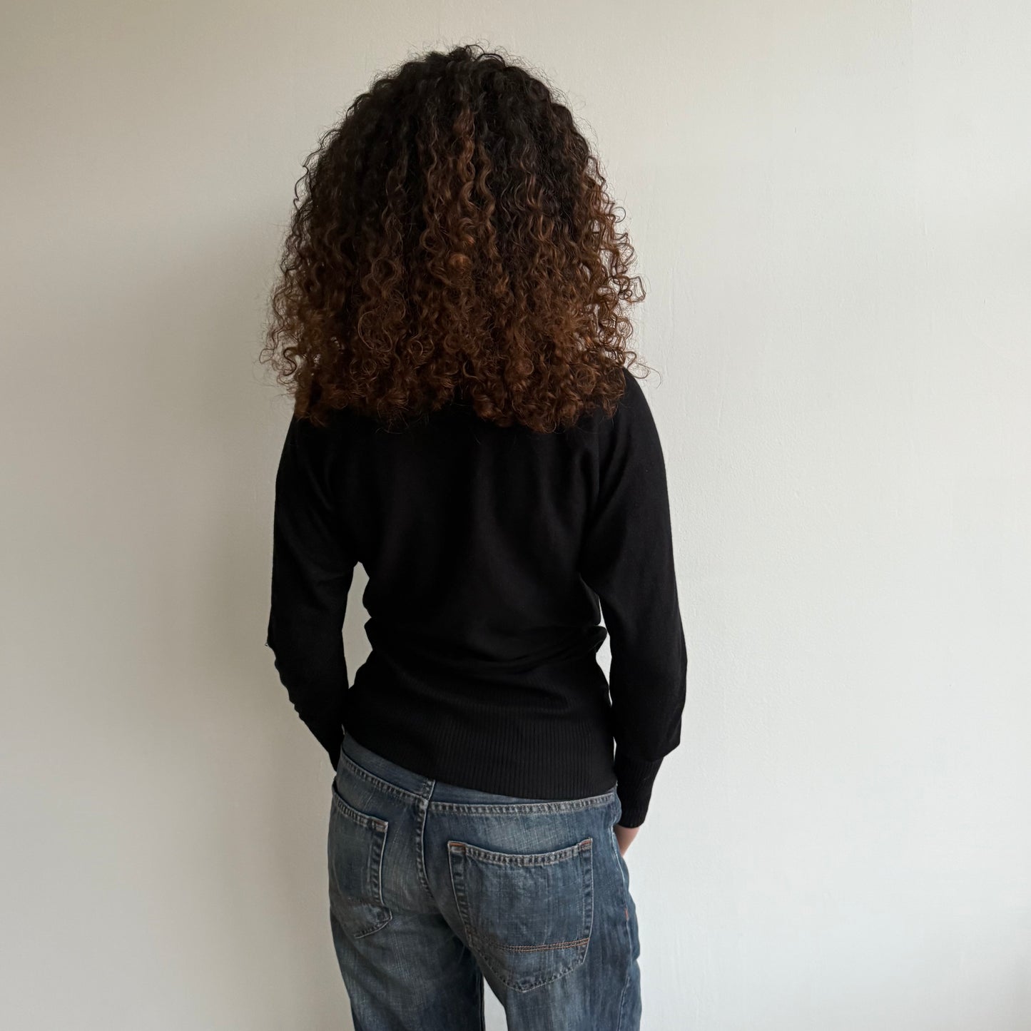 Black slouchy batwing jumper - Size S