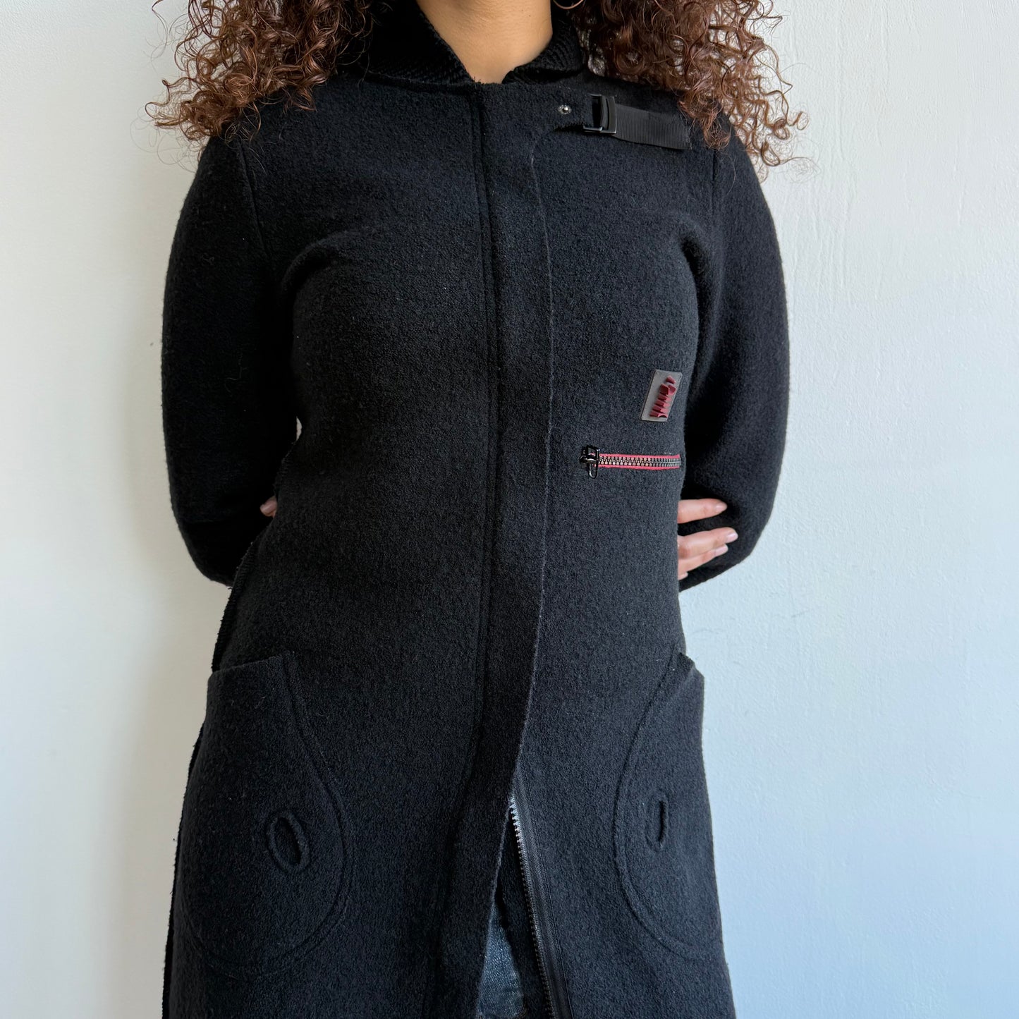 Cop Copine long black wool coat - Size M