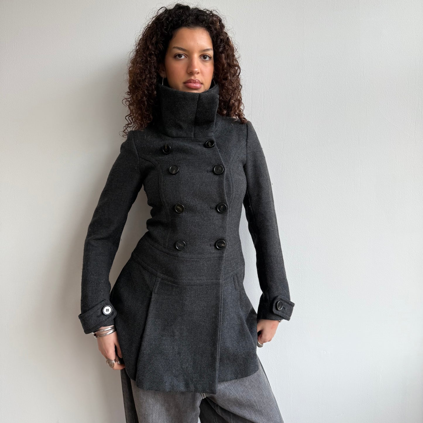 Grey peacoat dress - Size S
