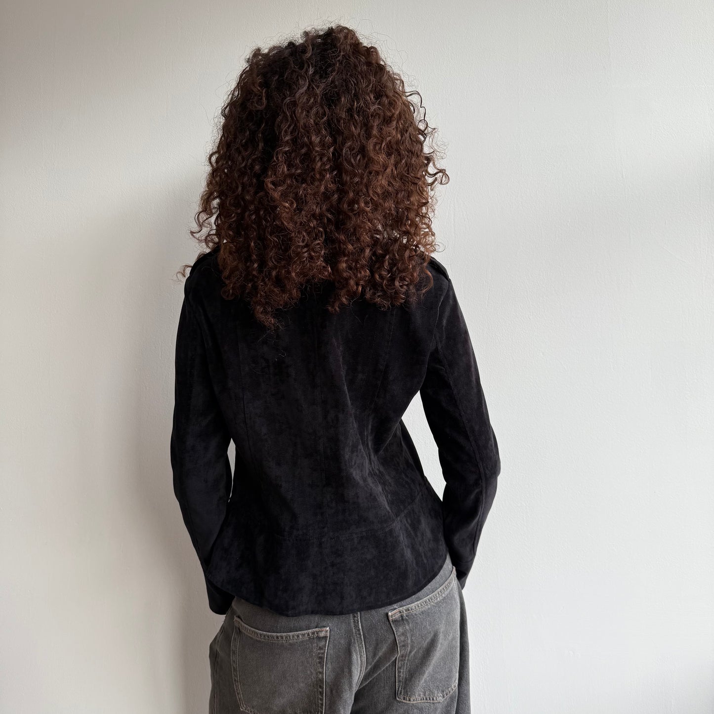 Black velvet military jacket - Size M