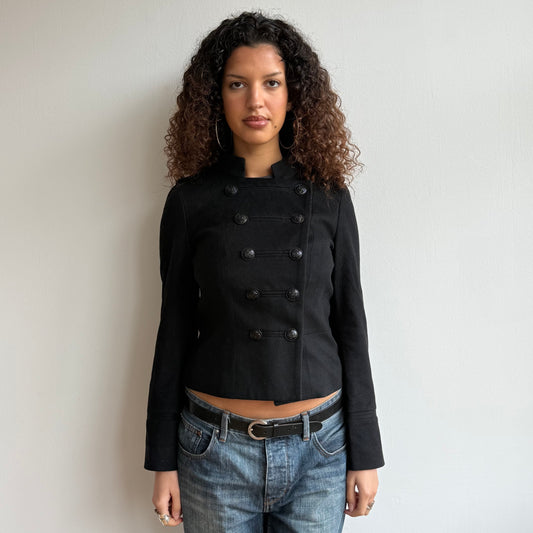 Black cashmere + wool military jacket - Size S