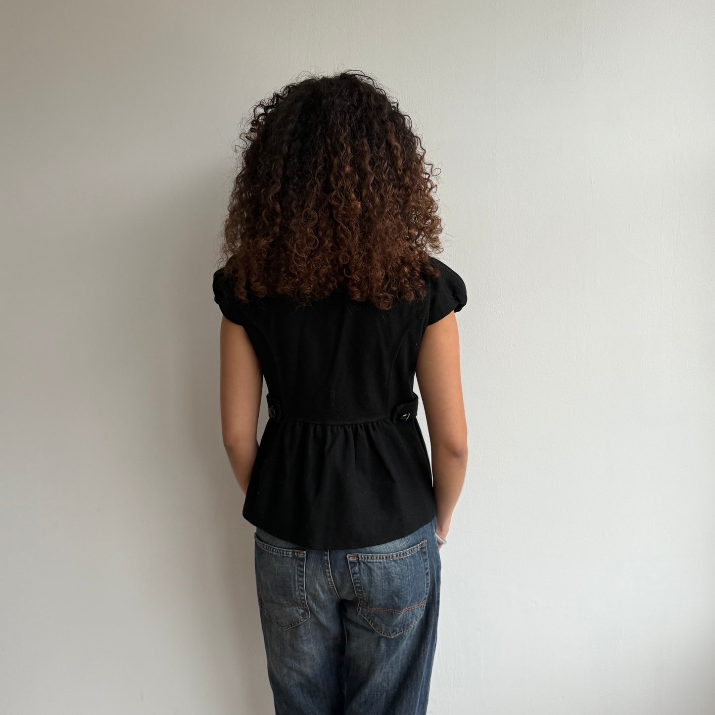 Black short sleeve peacoat - Size M/L