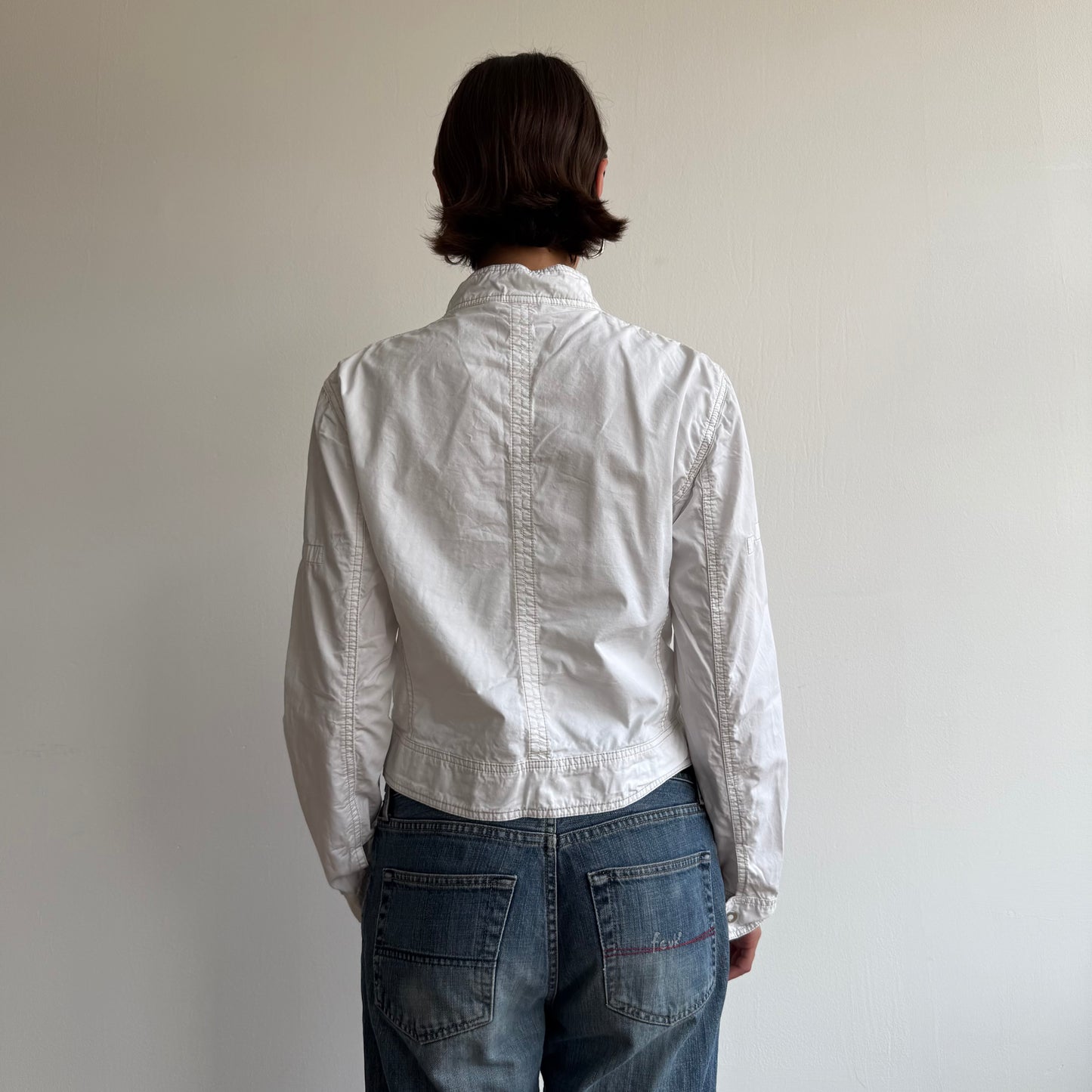 White cargo zip up jacket - Size M