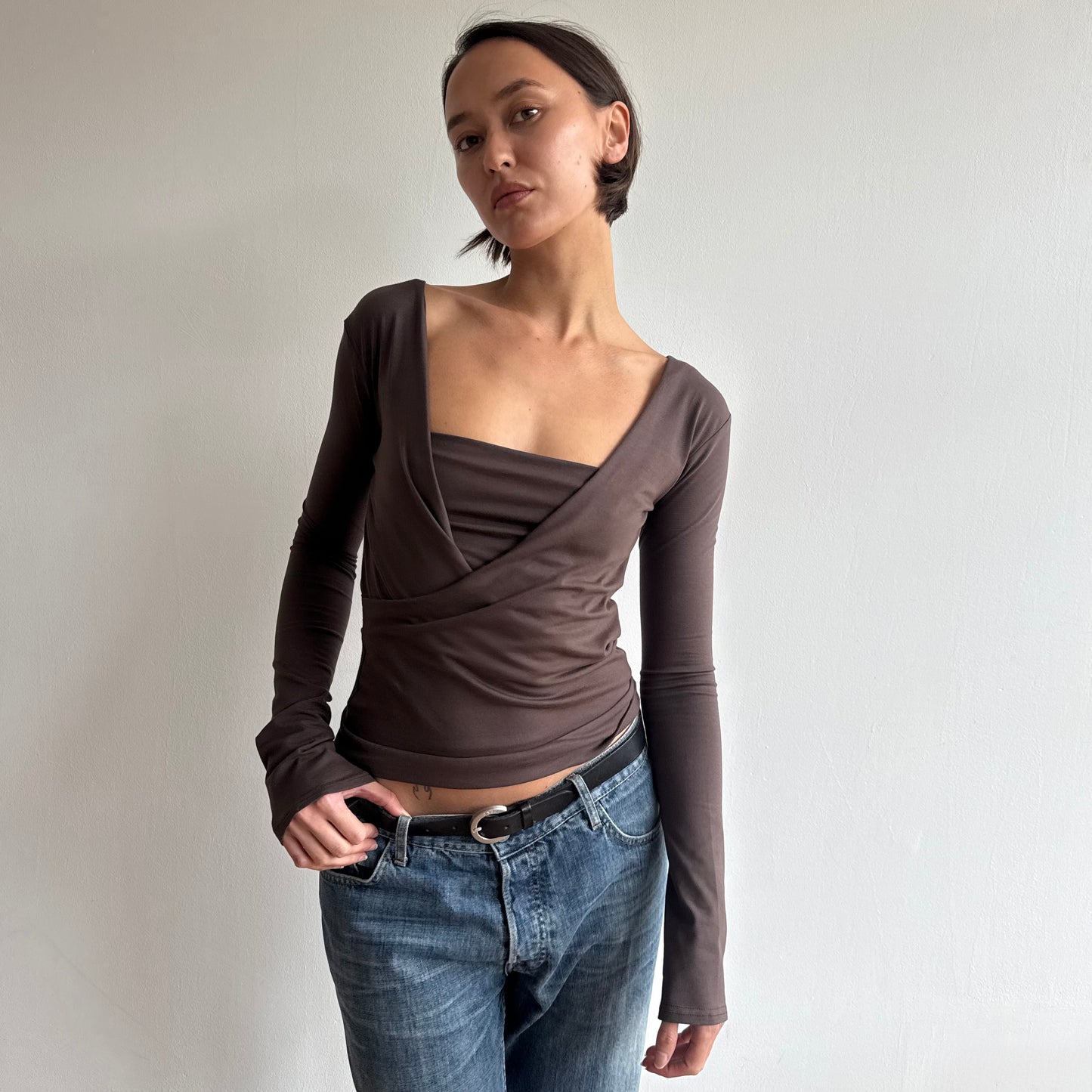 ‘The Keyhole Top’ long sleeve - Mocha