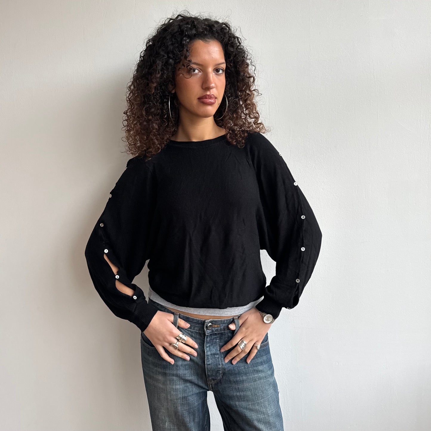 Black slouchy Cop Copine button knit - Size S
