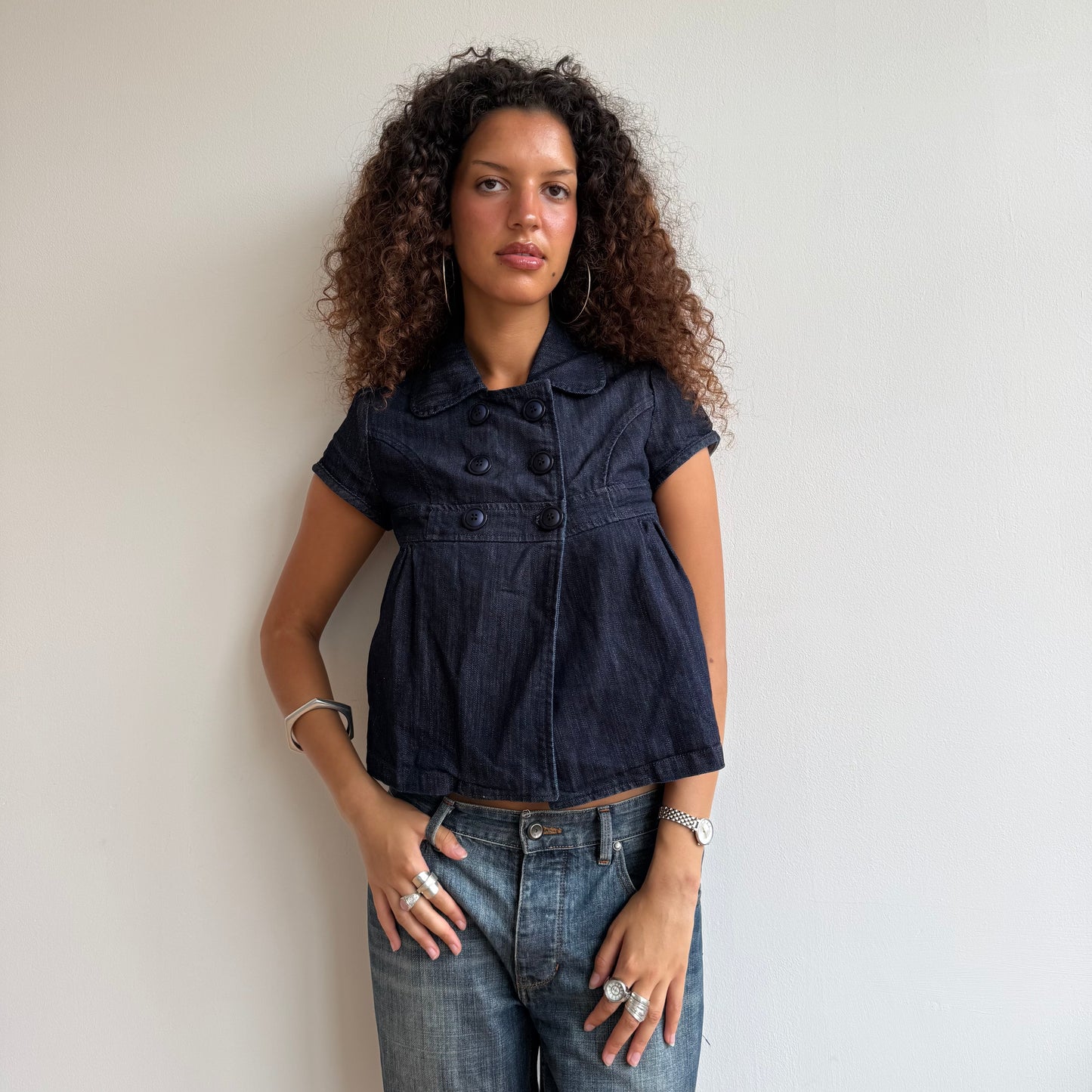 Denim short sleeve peacoat - Size S