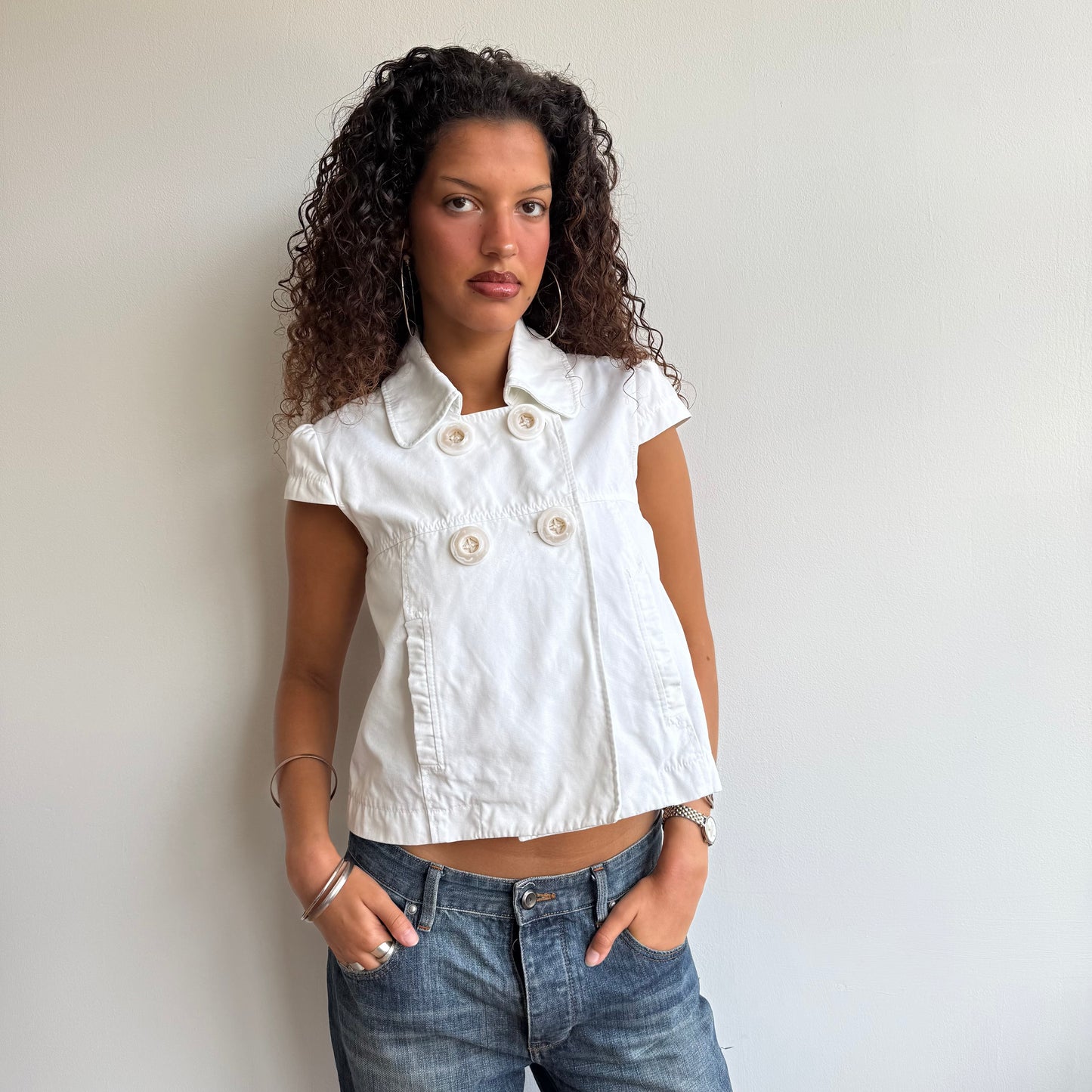 White short sleeve peacoat - Size S