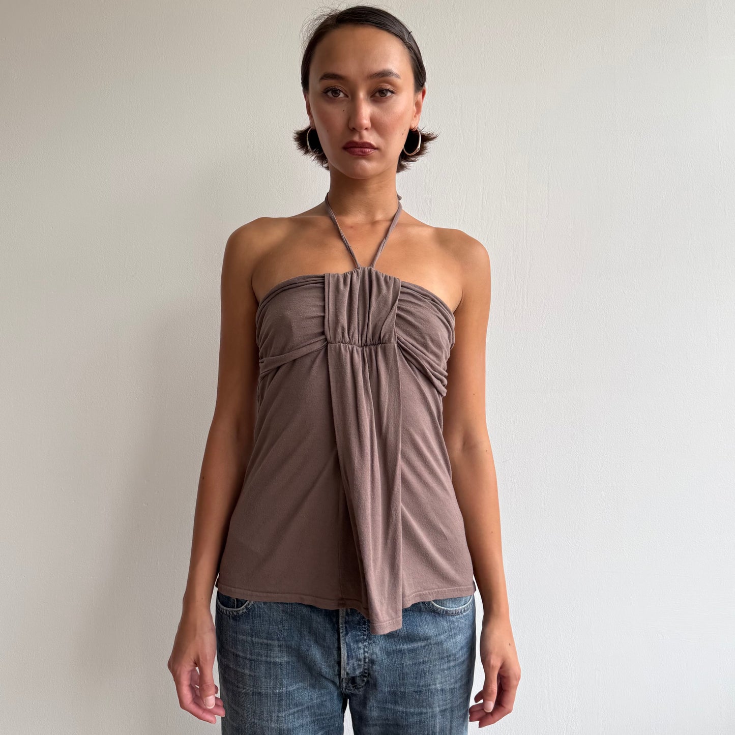 Taupe halterneck bandeau top - Size S