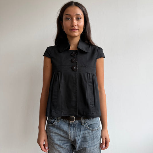 Black short sleeve peacoat - Size S