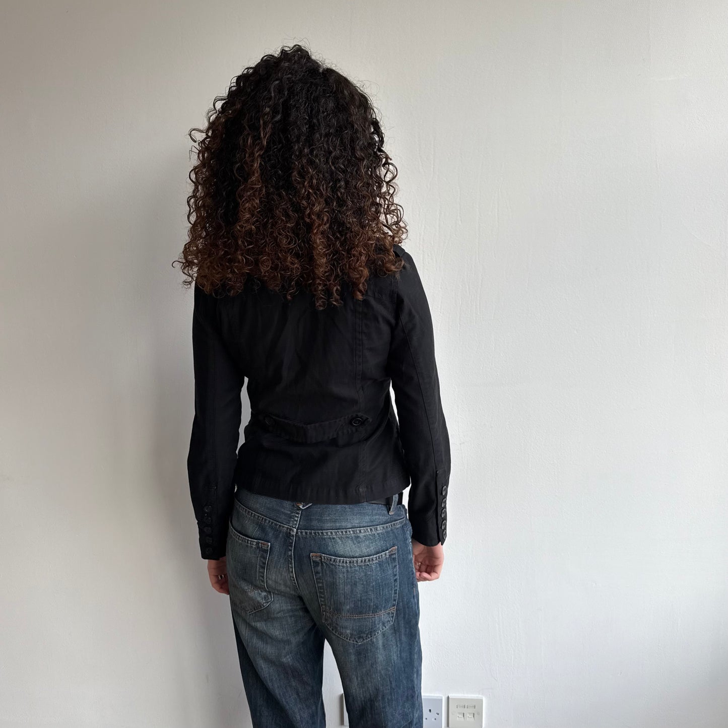 Black double breasted military peacoat - Size S