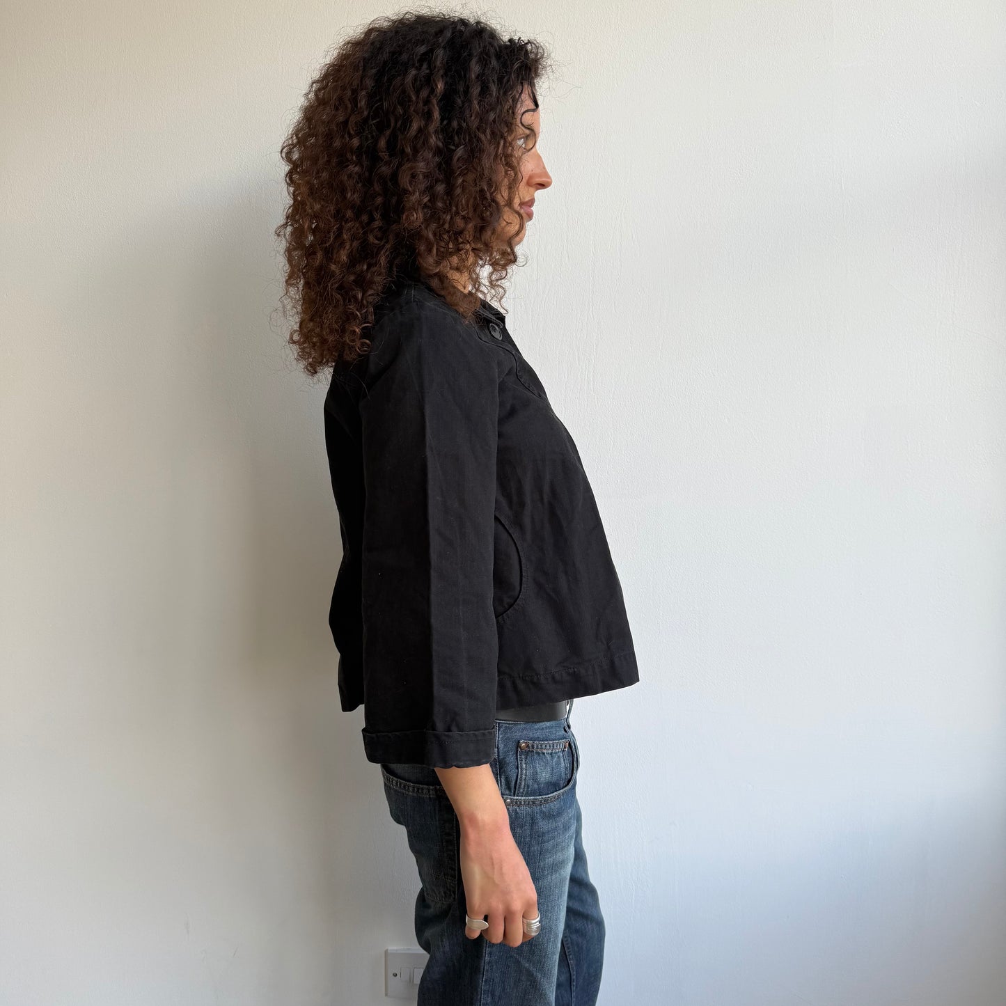 Black 3/4 sleeve peacoat - Size S