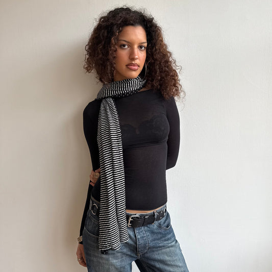 Reversible polka dot + stripe scarf