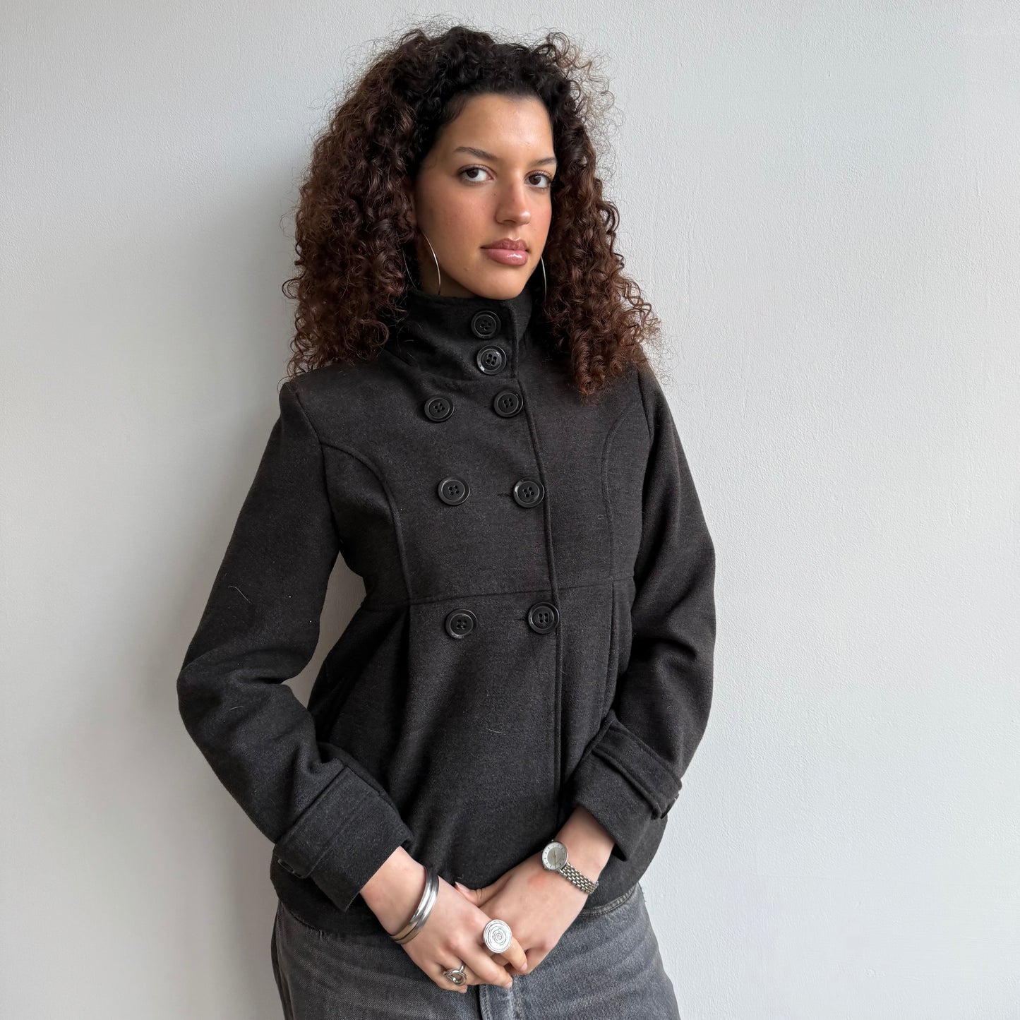 Charcoal grey peacoat - Size S