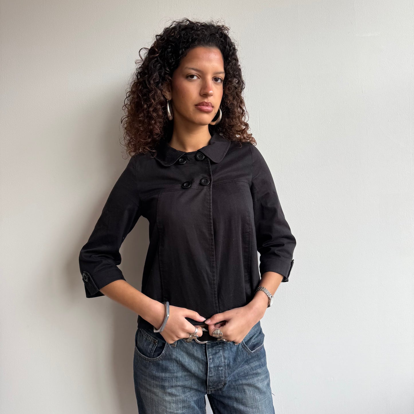 Black 4 button peacoat - Size XS