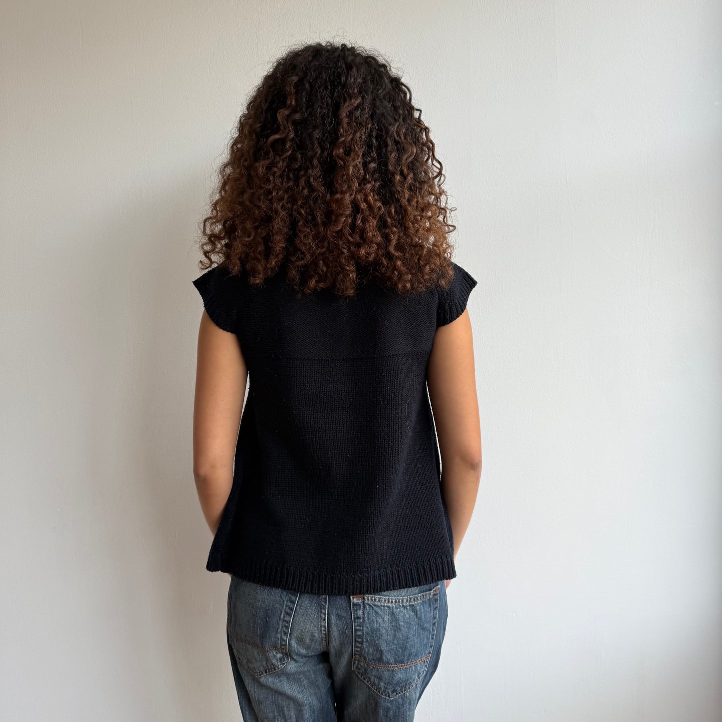 Navy button open knit - Size S/M