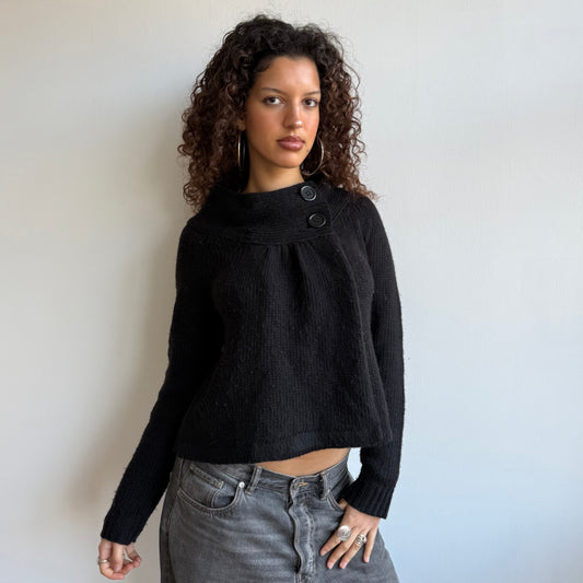 Black button neck cardi - Size S/M