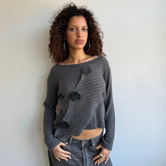 Dark grey button knit - Size S