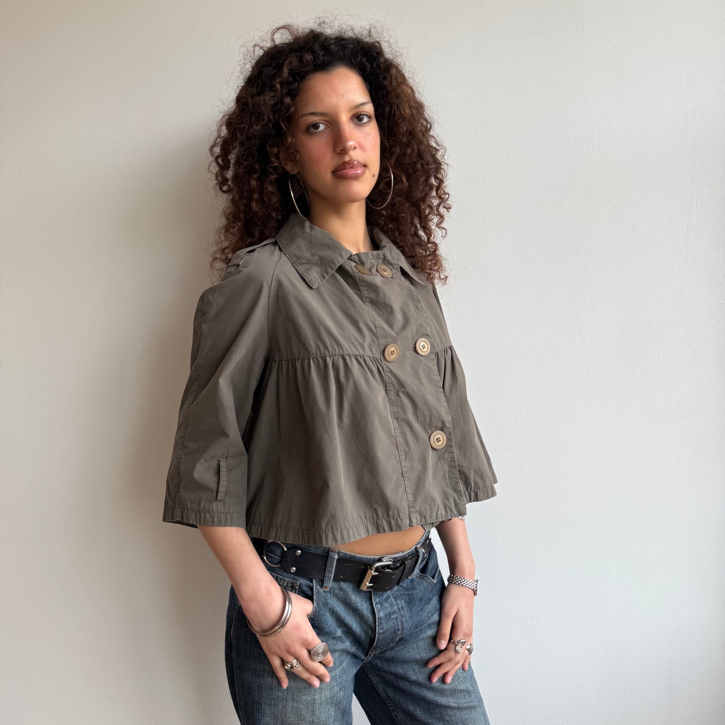 Khaki swing peacoat - Size M