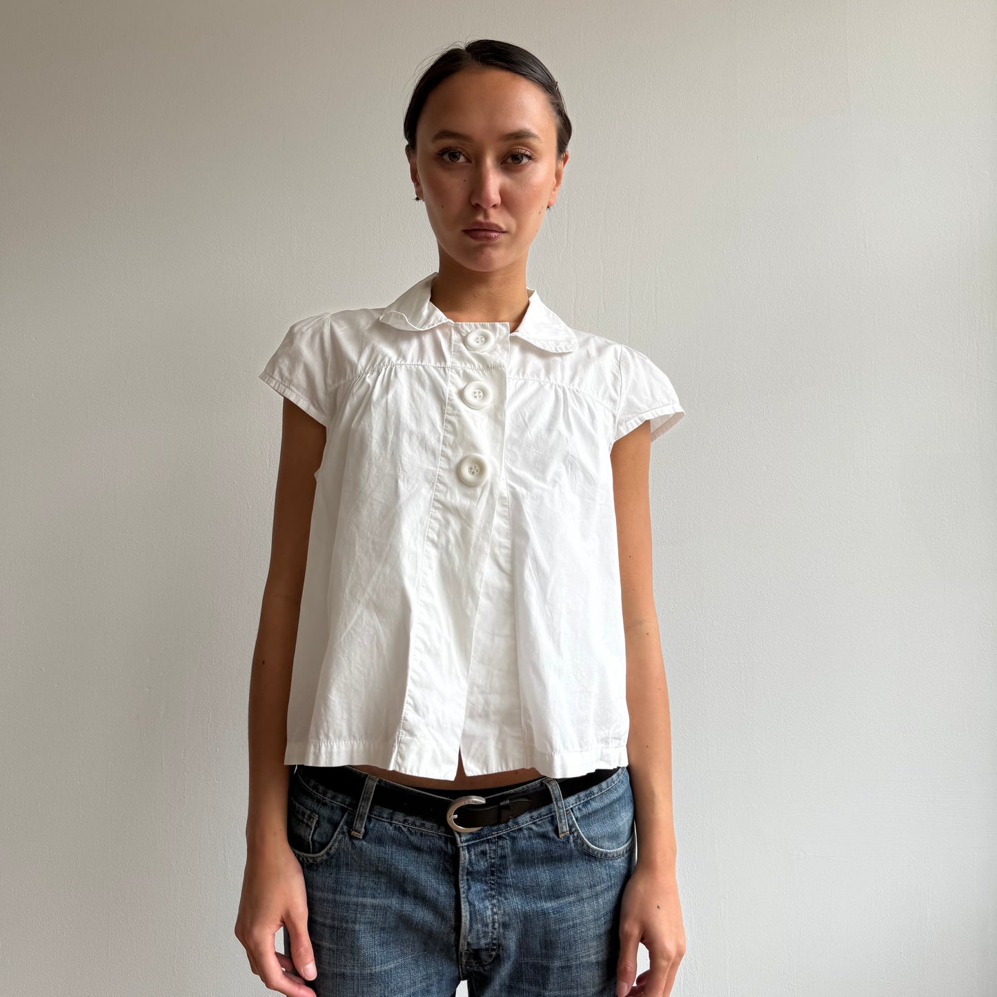 White short sleeve peacoat shirt - Size M