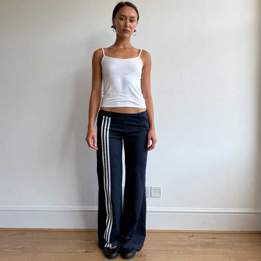 Navy Adidas stripe flared yoga pants - Size M