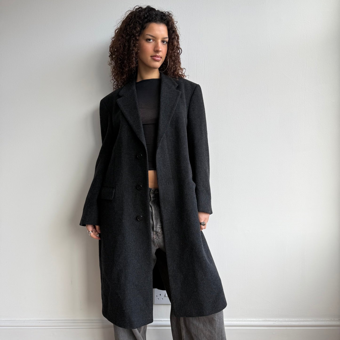 Grey wool overcoat - Size L