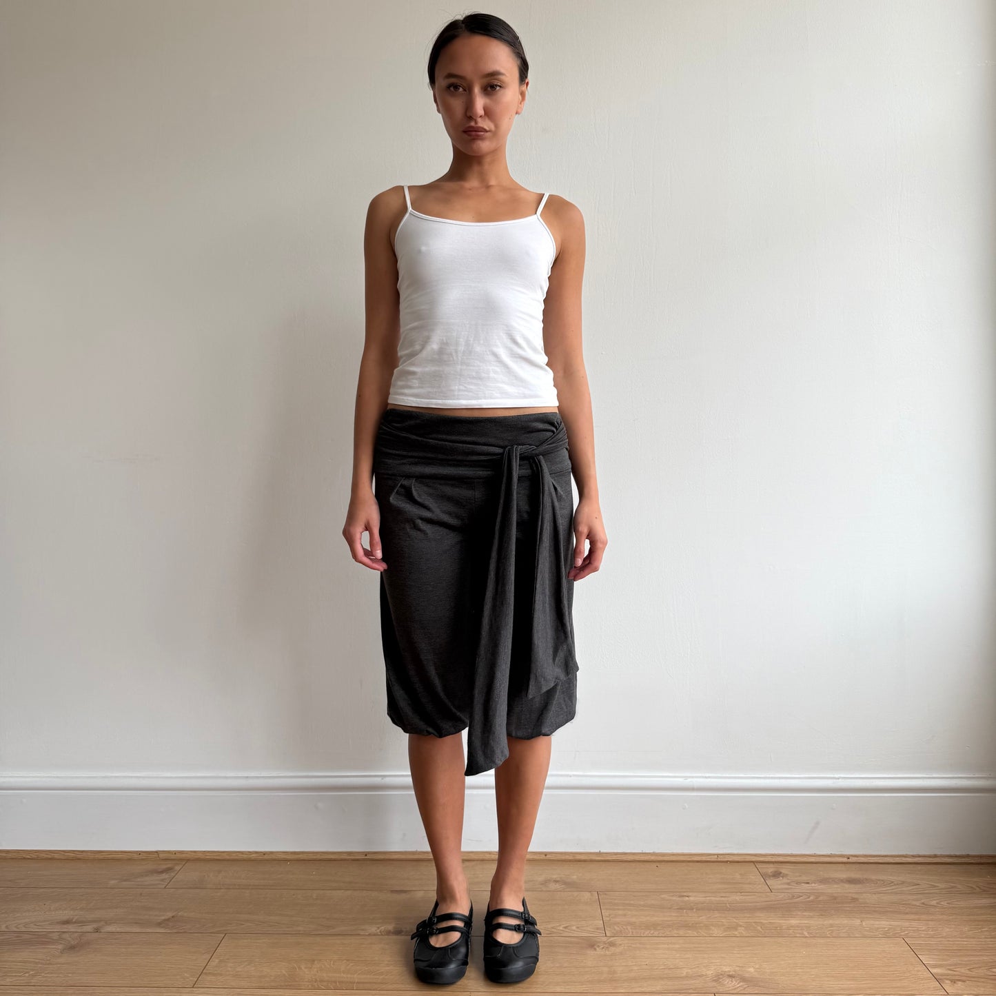 Charcoal tie waist bubble capris - Size S