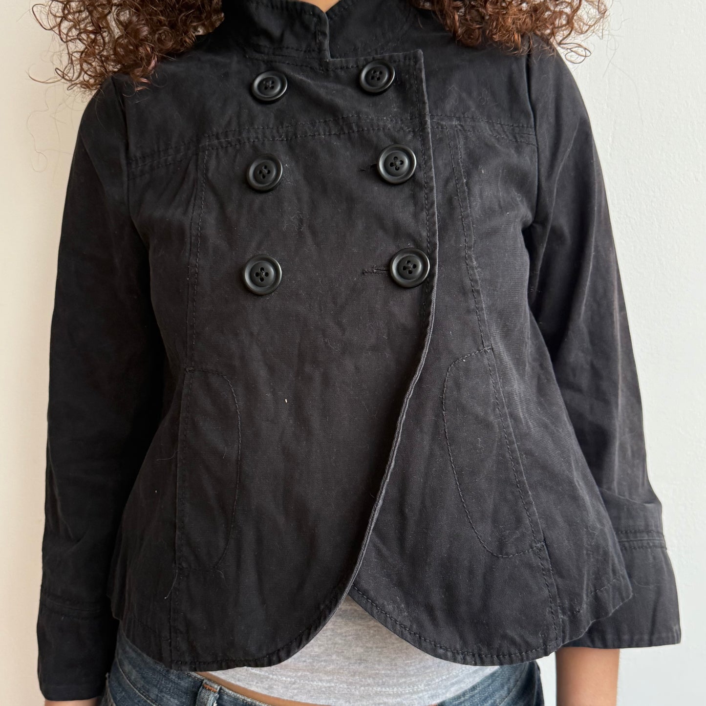 Black asymmetric hem peacoat - Size XS/S