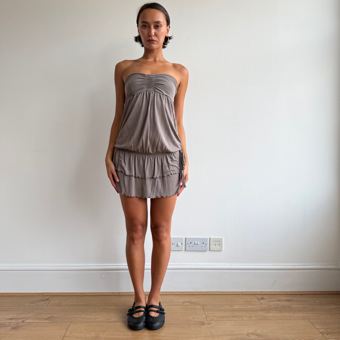 Taupe ruched mini dress - Size S