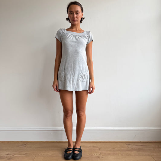 Grey pocket front mini dress - Size S