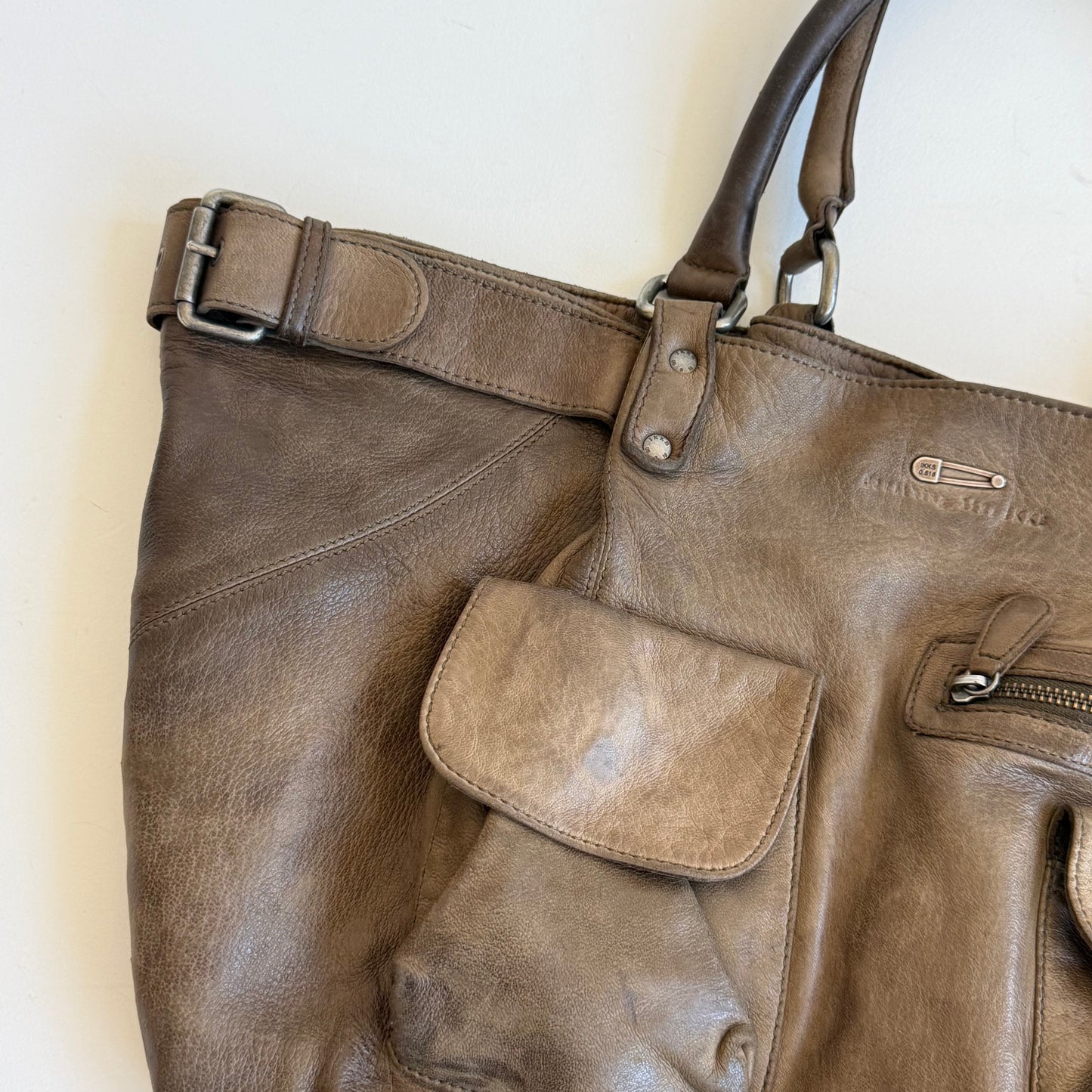Brown leather buckle bag - One Size