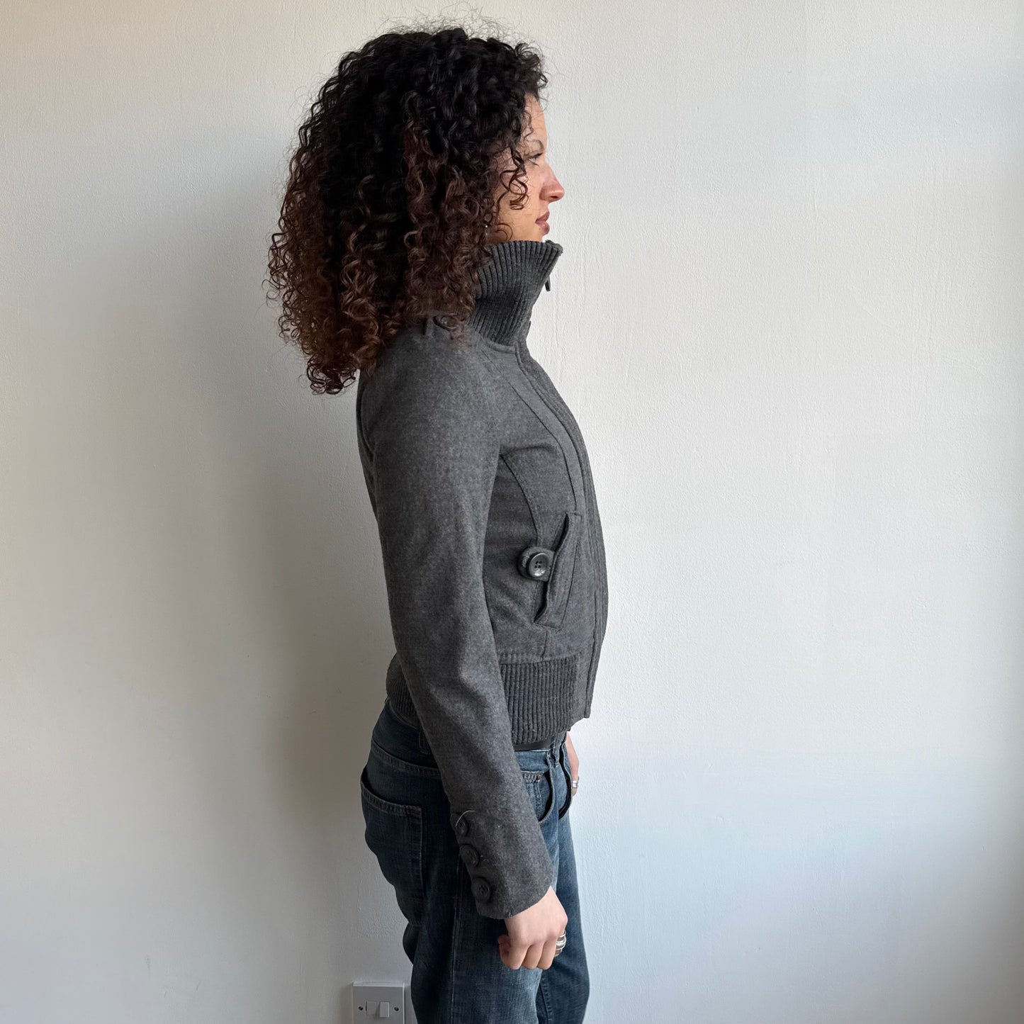 Grey cargo wool bomber - Size M