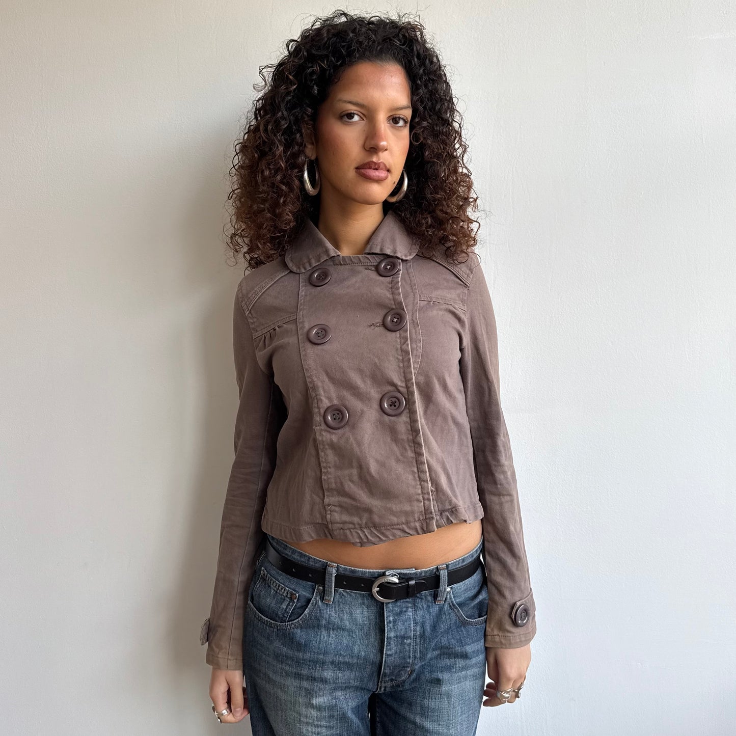 Brown double breasted peacoat - Size M