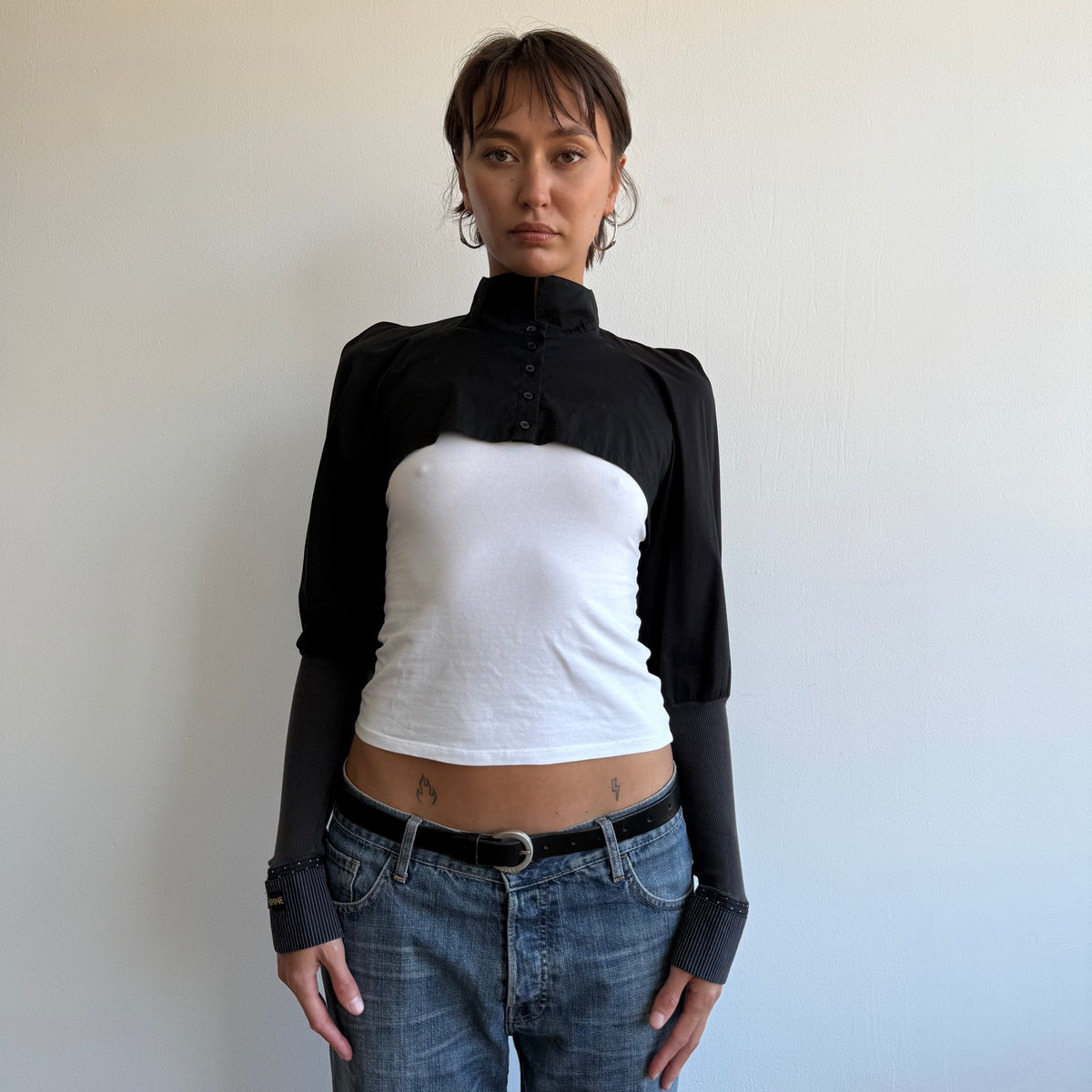 Cop Copine black cropped shirt - Size S