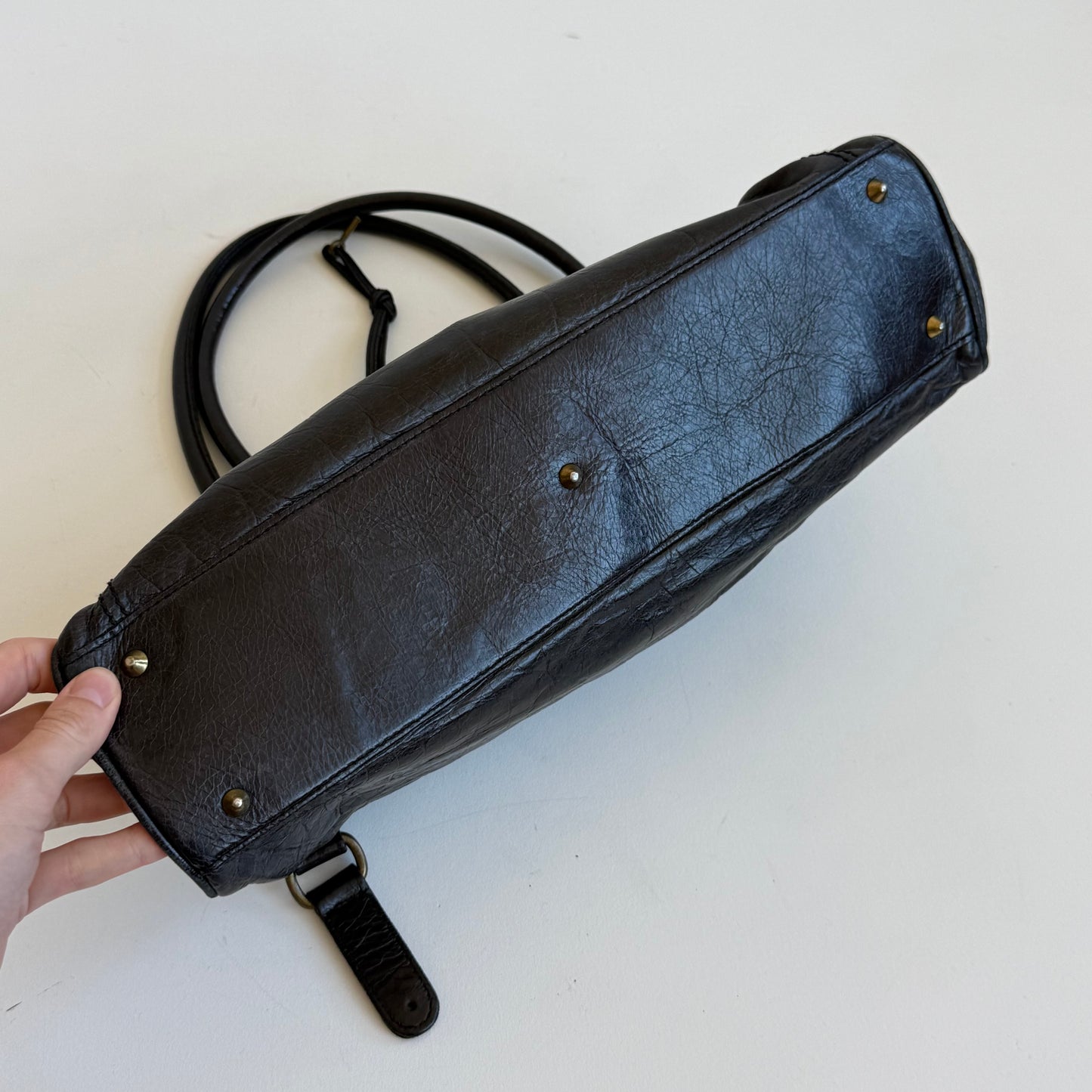 Black leather padlock bag - One Size