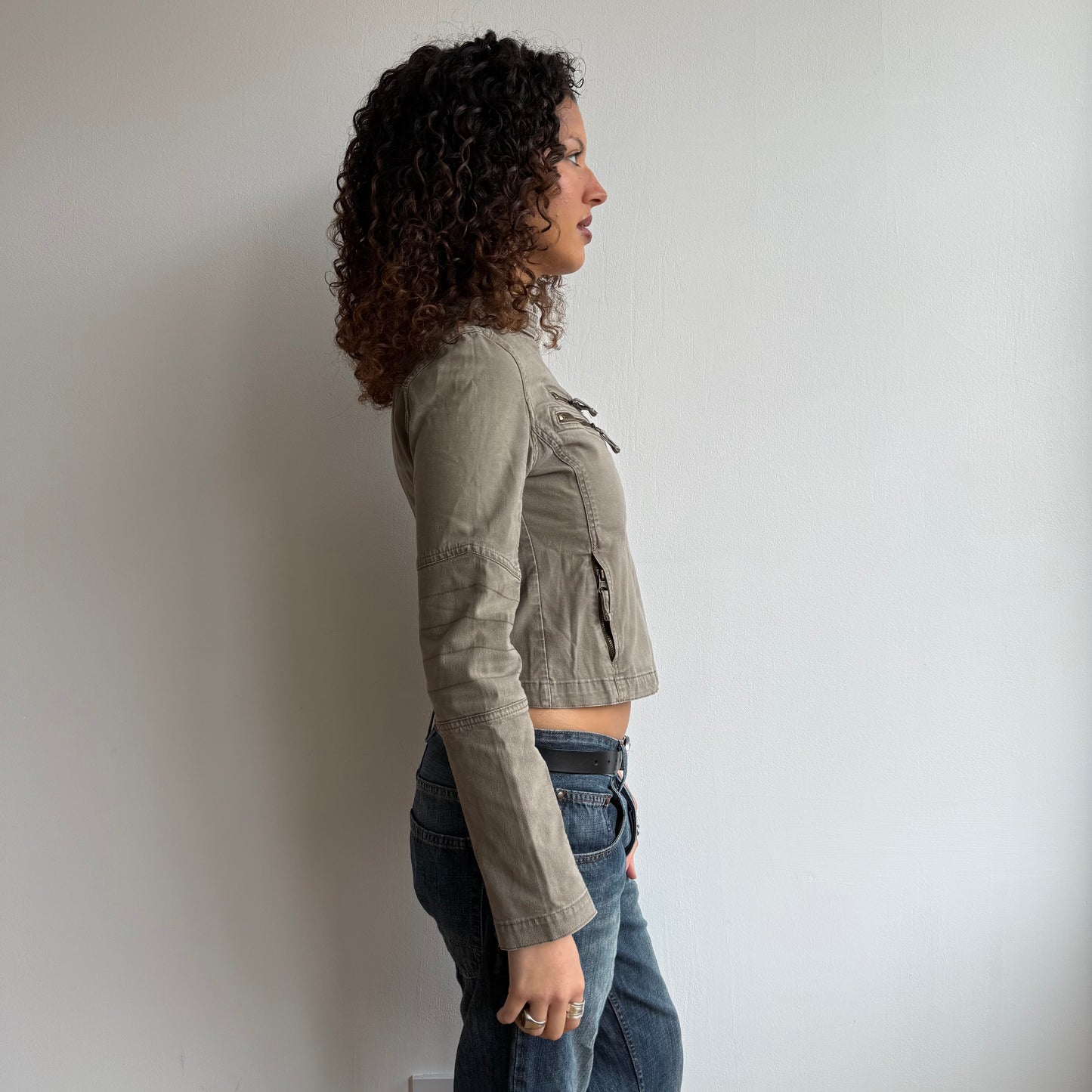 Khaki moto jacket - Size S