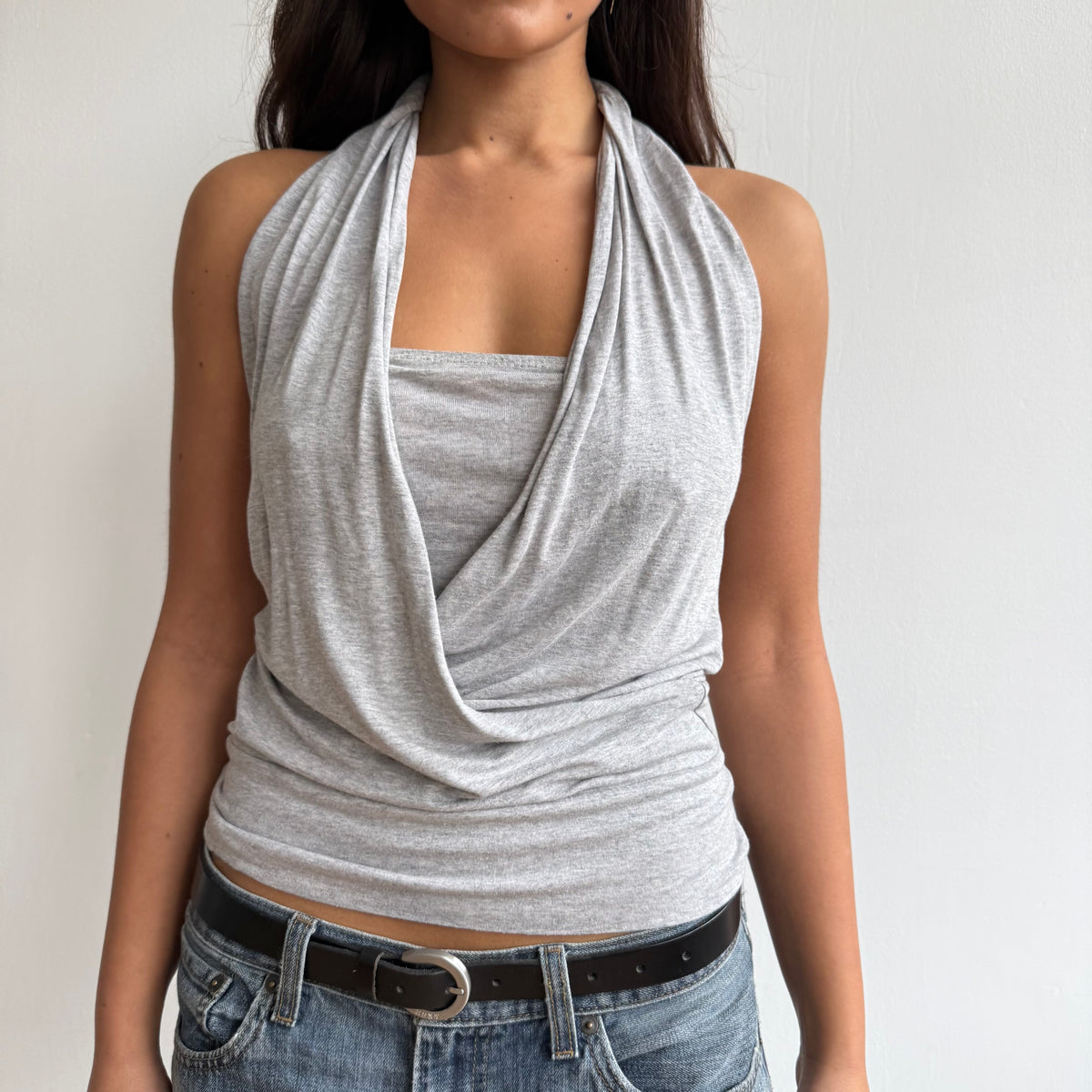 Grey halter wrap top - Size S