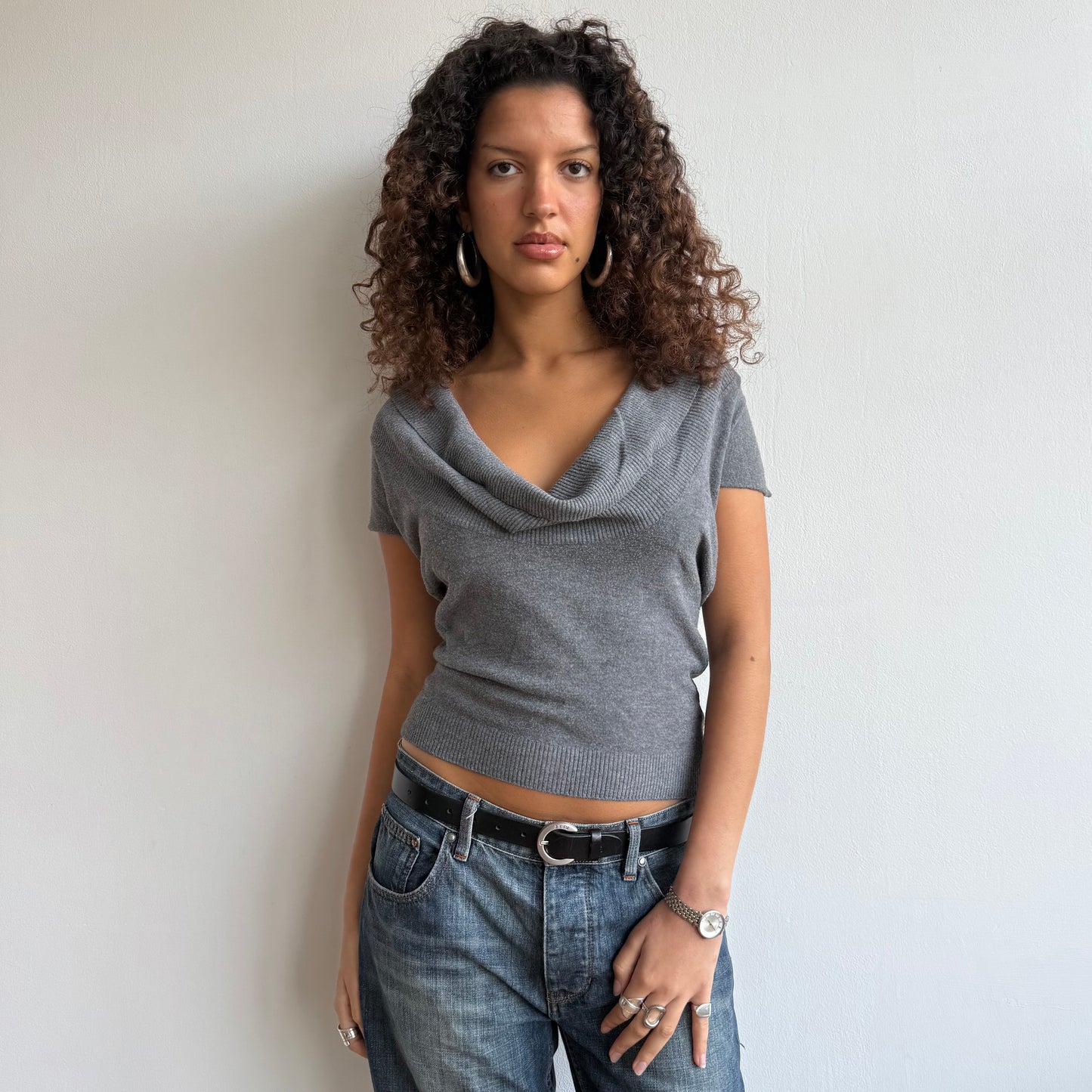 Grey cowl neck knit - Size S