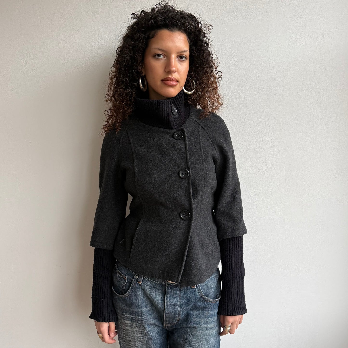 Charcoal bi-material jacket - Size M