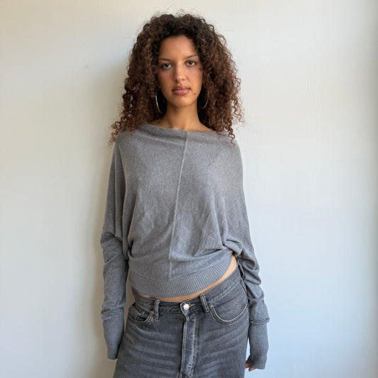 Grey slouchy button knit - Size S/M