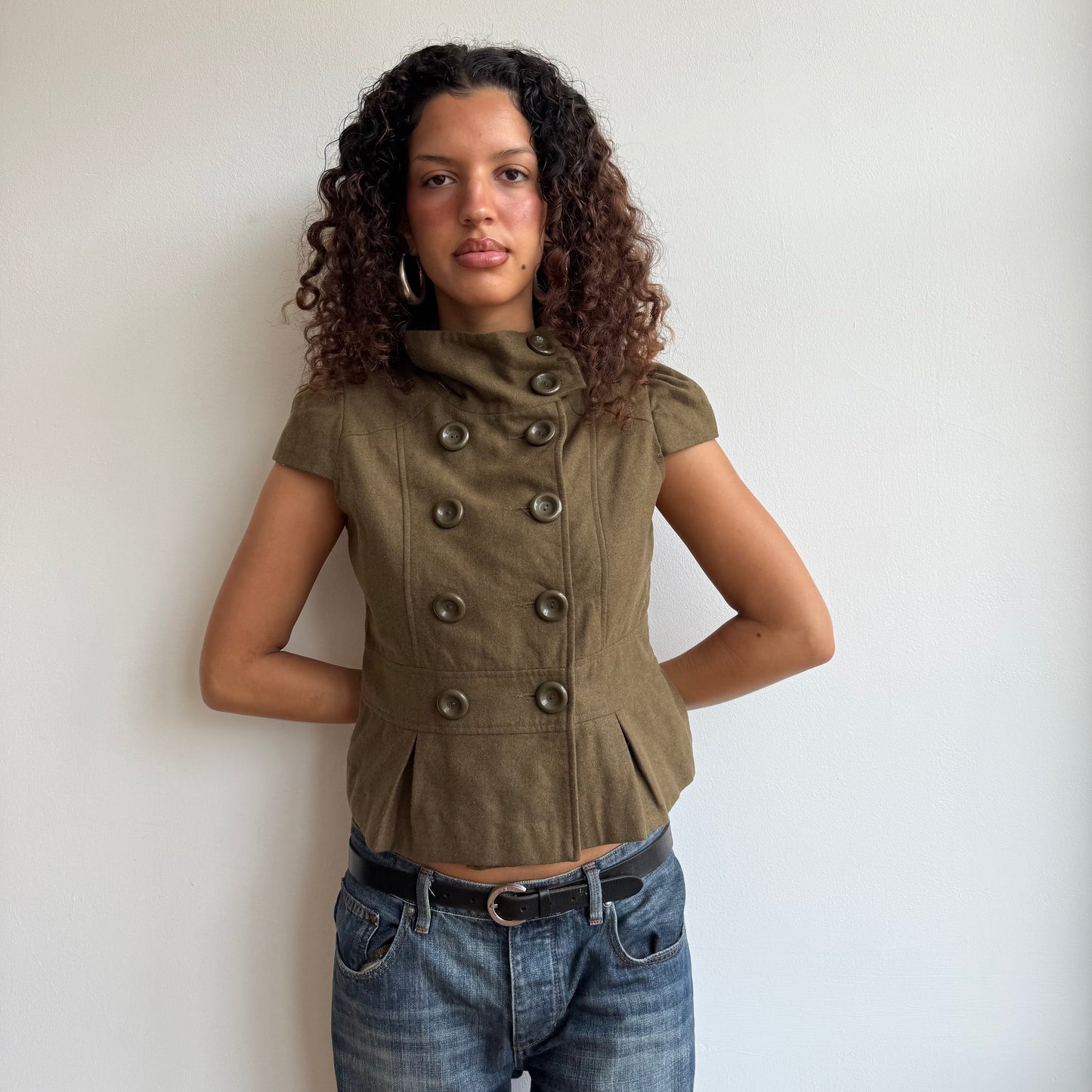 Khaki short sleeve peacoat - Size M/L